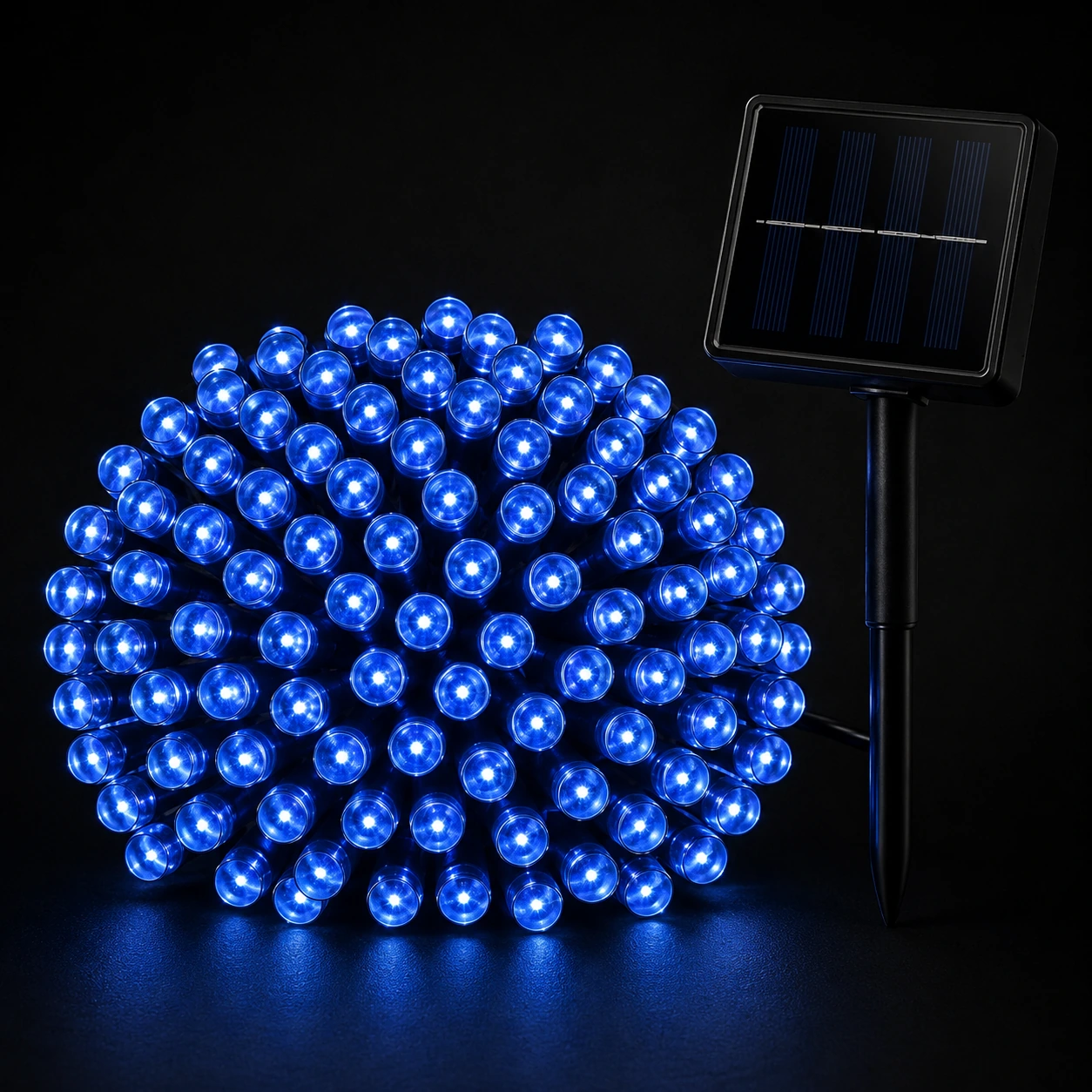 100 blue solar fairy lights Solar Fairy Lights - 100 Blue LEDs, 12m - Image 1