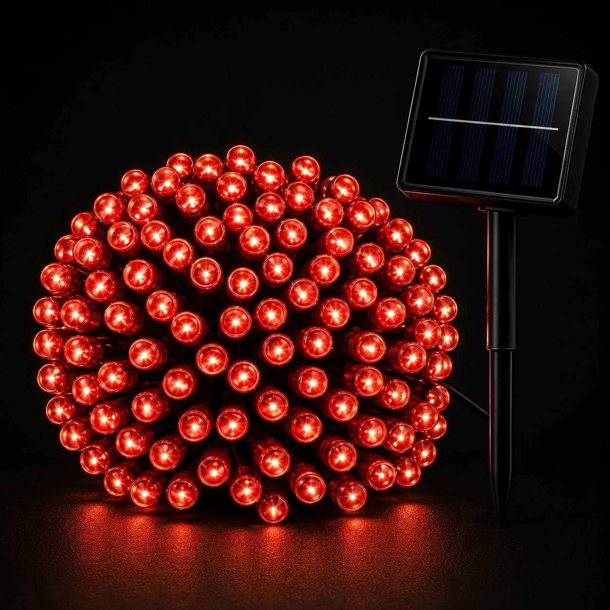 100 red solar fairy lights Solar Fairy Lights - 100 Red LEDs, 12m - Image 1