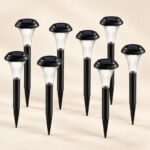 Halo Black Solar Garden Stake Lights - Bright White LED - Set of 8
