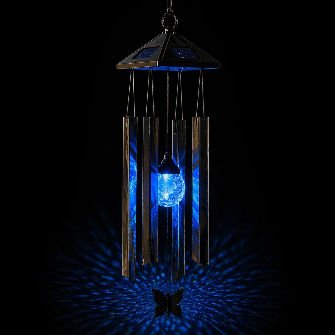 solar-wind-chime-blue-led-main..jpg Solar Wind Chime Light - Colour Changing LED - Image 1